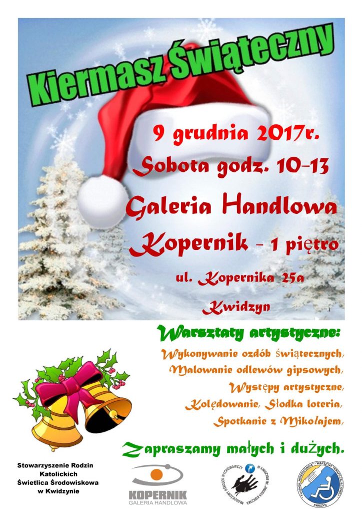 Plakat reklamujący kiermasz świąteczny w Galerii Kopernik