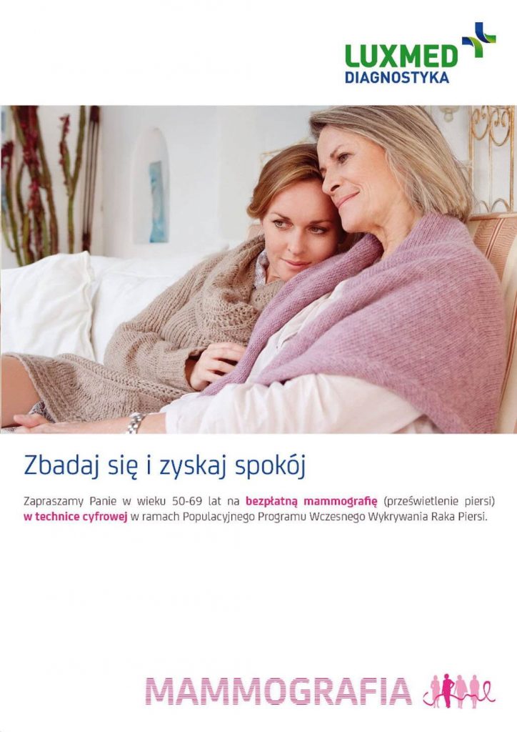 Plakat informujący o bezpłatnym badaniu mammograficznym