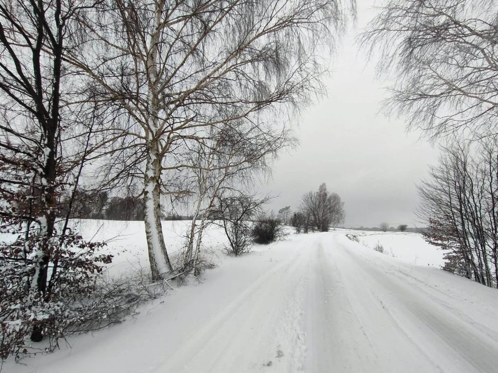Fotografia konkursowa przedstawiająca drogę przykrytą śniegiem