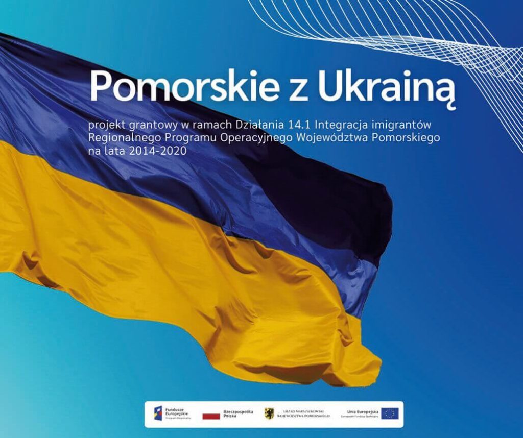 Plansza z informacjami na temat programu „Pomorskie z Ukrainą”