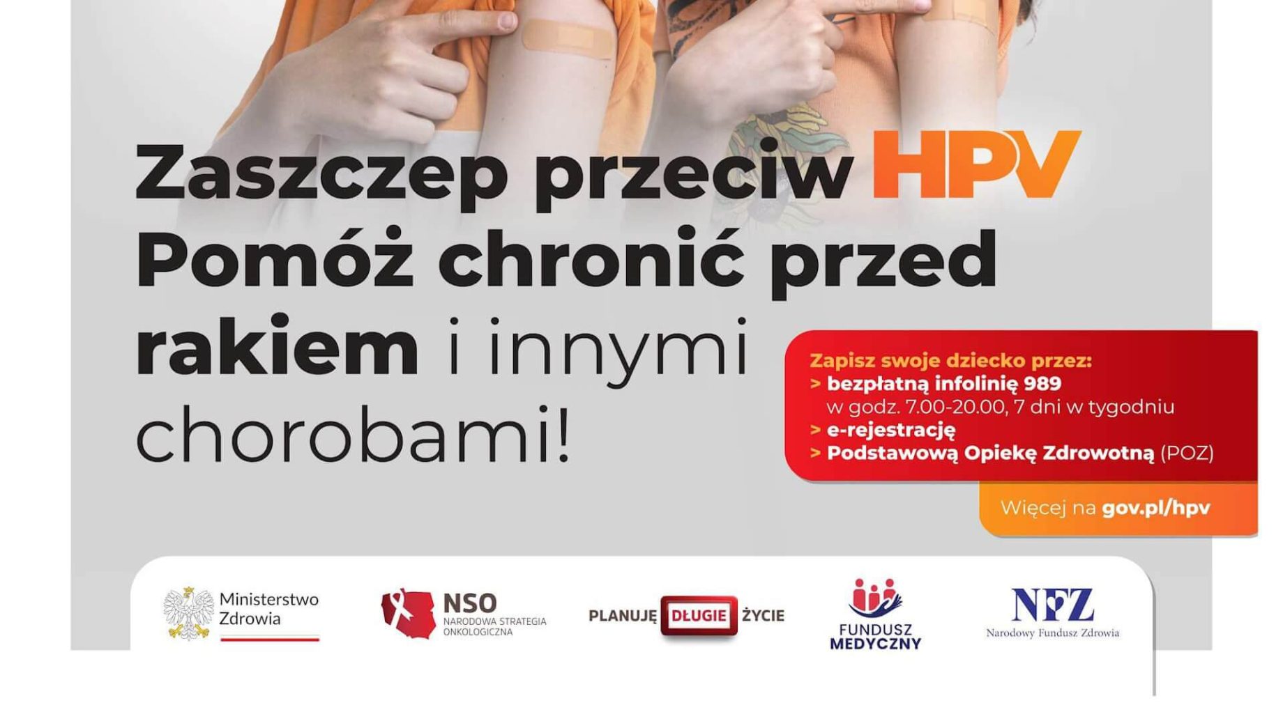 Plakat zachęcający do szczepienia młodzieży w wieku 12 i 13 lat przeciw HPV