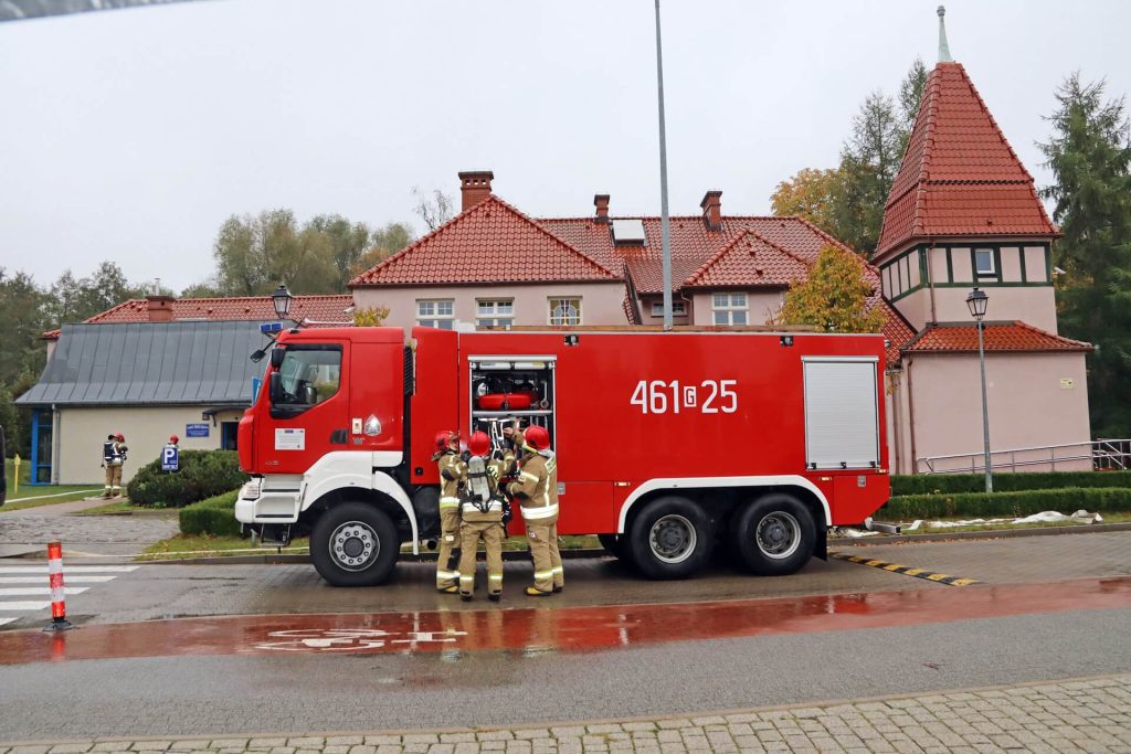 Ćwiczenia Straży Pożarnej na terenie Warsztatu Terapii Zajęciowej w Górkach